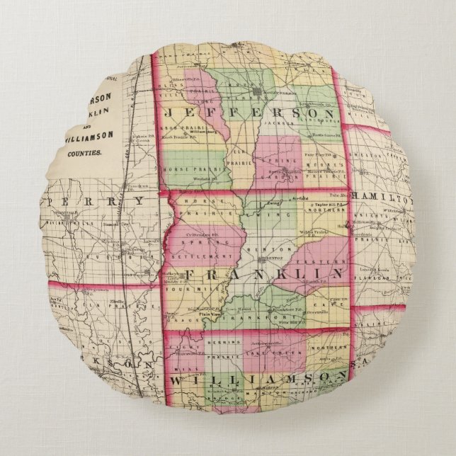 Jefferson, Franklin, Williamson counties Rond Kussen (Voorkant)