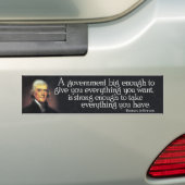 JEFFERSON: Let op de grote overheid Bumpersticker (Op auto)
