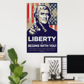 Jefferson Liberty begint met je afdrukken Poster (Thuiskantoor)