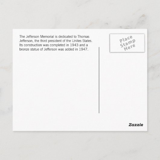 Jefferson Memorial Briefkaart (Achterkant)