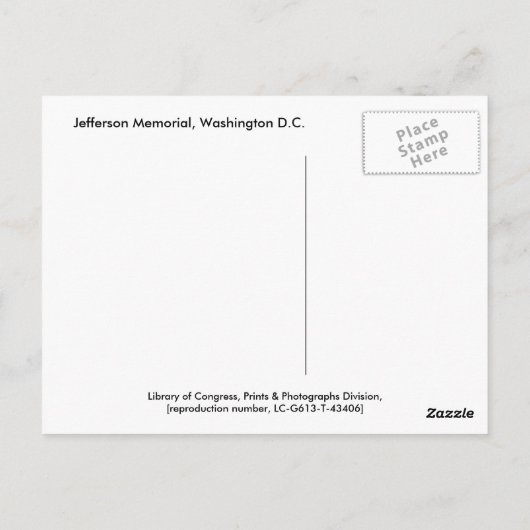 Jefferson Memorial Briefkaart (Achterkant)