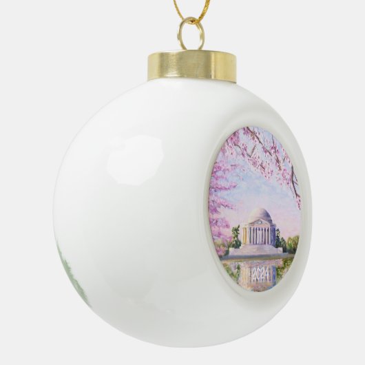 Jefferson Memorial Cherry Blossoms Keramische Bal Ornament (Links)