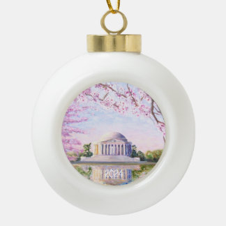Jefferson Memorial Cherry Blossoms Keramische Bal Ornament