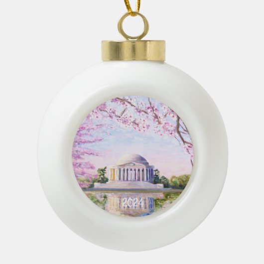 Jefferson Memorial Cherry Blossoms Keramische Bal Ornament (Voorkant)