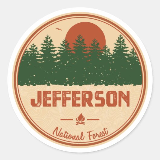 Jefferson National Forest Ronde Sticker (Voorkant)