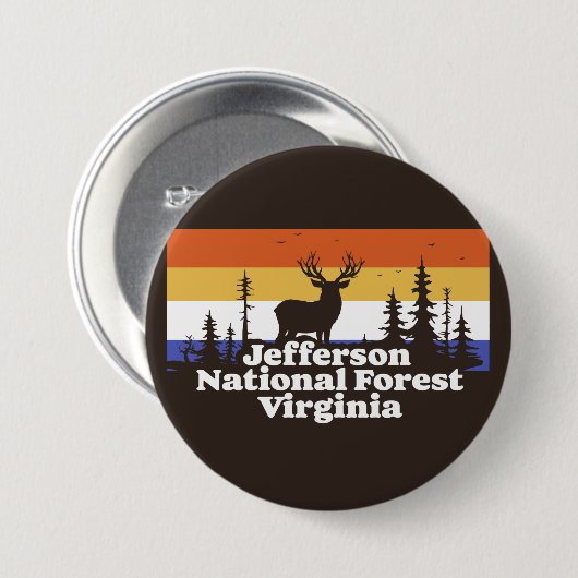 Jefferson National Forest Virginia Ronde Button 7,6 Cm (Voorkant /achterkant)
