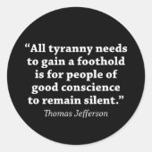 Jefferson: Niet zwijgen Ronde Sticker (Voorkant)