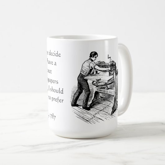 Jefferson over kranten koffiemok (Voorkant rechts)