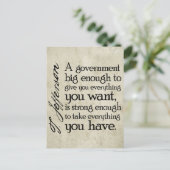 Jefferson: Pas op voor Big Government Briefkaart (Staand voorkant)