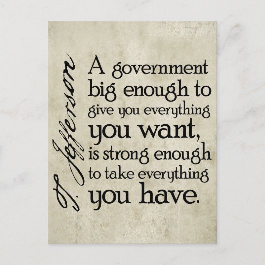 Jefferson: Pas op voor Big Government Briefkaart (Voorkant)