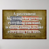 Jefferson Poster: Grote Overheid Citaat Poster (Voorkant)