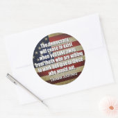 Jefferson Quote: De democratie zal ophouden... Ronde Sticker (Envelop)