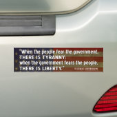 Jefferson Quote: Liberty versus Tyranny Bumpersticker (Op auto)
