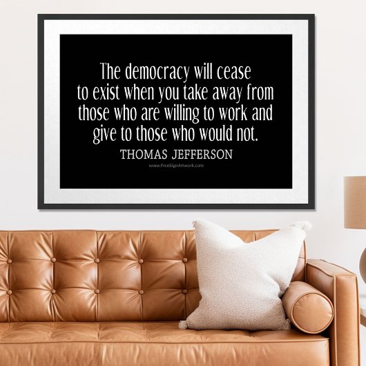 Jefferson Quote over democratie Poster