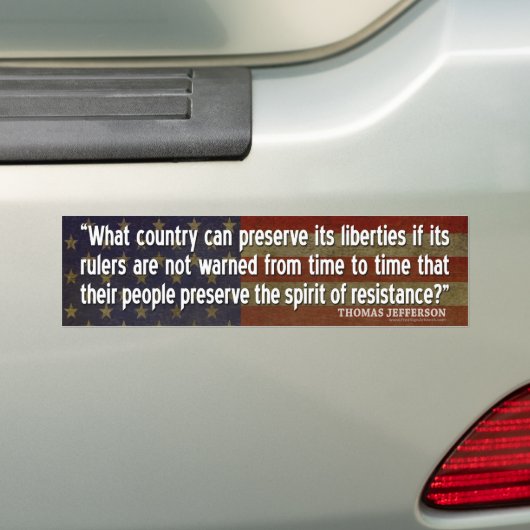 Jefferson Quote: Weerstand Bumpersticker (Op auto)