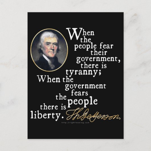 Jefferson Tyranny-Liberty Quote Briefkaart (Voorkant)