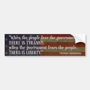 Jefferson: Vrijheid versus Tyranny Bumpersticker