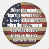 Jefferson: Vrijheid versus Tyranny Ronde Sticker (Voorkant)