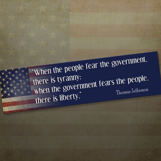 Jefferson: Vrijheid vs. Tyrannie Bumpersticker