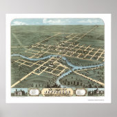 Jefferson, WI Panoramic Map - 1870 Poster (Voorkant)