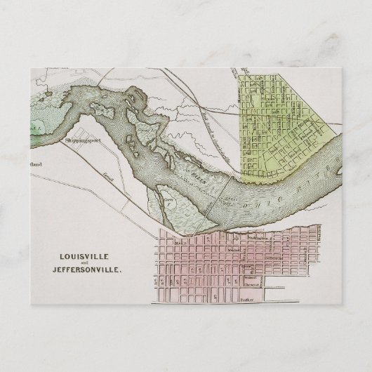 JEFFERSONVILLE, INDIANA: MAP BRIEFKAART (Voorkant)