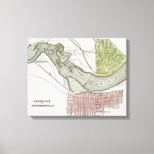 JEFFERSONVILLE, INDIANA: MAP CANVAS AFDRUK (Voorkant)