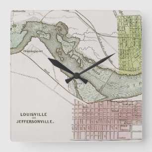 JEFFERSONVILLE, INDIANA: MAP VIERKANTE KLOK
