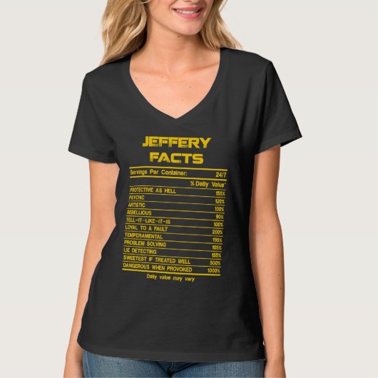 JEFFERY facts servings nutrion daily value fathers T-shirt (Voorkant)