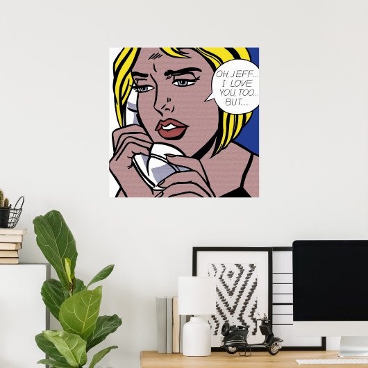 JeffI houdt ook van jou, maar van Roy Lichtenstein Poster (Thuiskantoor)