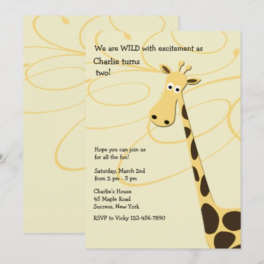 Jeffrey Giraffe Birthday Kaart (Voorkant / Achterkant)