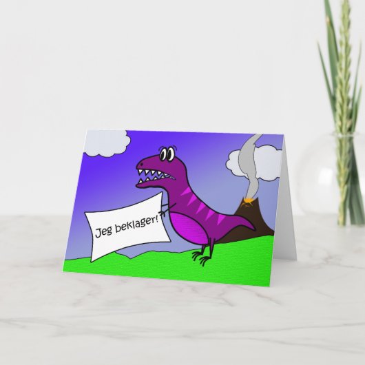 Jeg betif Het spijt me in het Deens Paars Dinosaur Kaart (Voorkant)