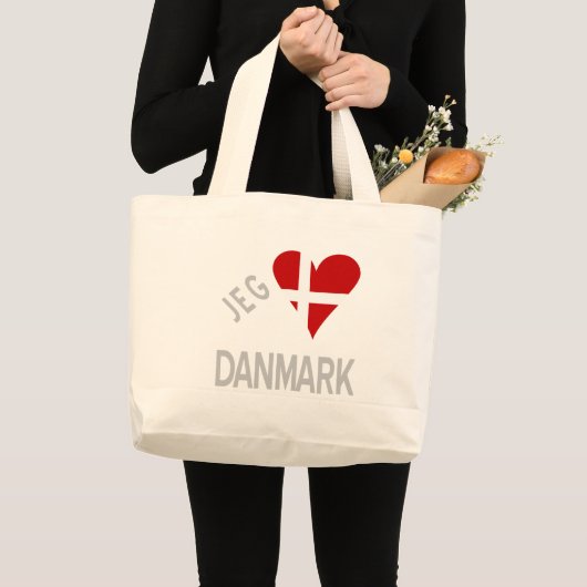 Jeg Elsker Danmark Gray Grote Tote Bag (Voorkant (product))