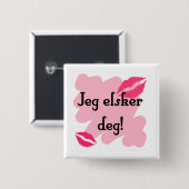 Jeg elsker deg. - Noors Ik hou van je Vierkante Button 5,1 Cm (Voorkant /achterkant)