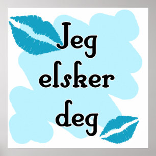 Jeg elsker deg - Noors - Ik hou van Poster