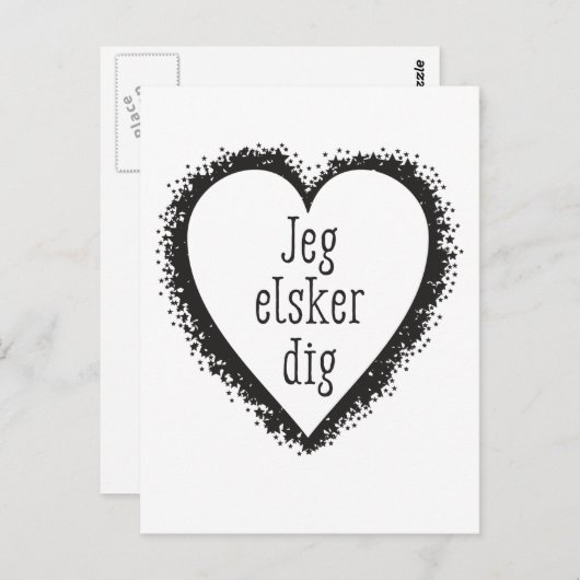 Jeg elsker dig, ik hou van je in het Deens Briefkaart (Voorkant / Achterkant)