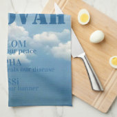 Jehova Jireh Shalom Rapha Blu Sky Witte Wolken Theedoek (Quarter Fold)