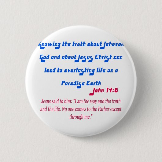 Jehovagetuigen John14-6 Ronde Button 5,7 Cm (Voorkant)