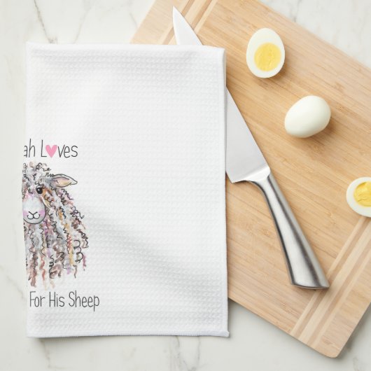 "Jehovah houdt van en zorgt voor zijn schapen" Keu Theedoek (Quarter Fold)