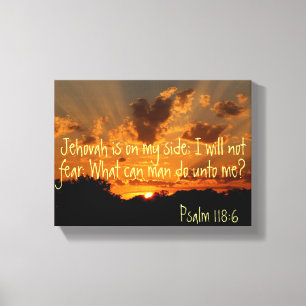 Jehovah is aan mijn kant zonsondergang Psalm bijbe Canvas Afdruk
