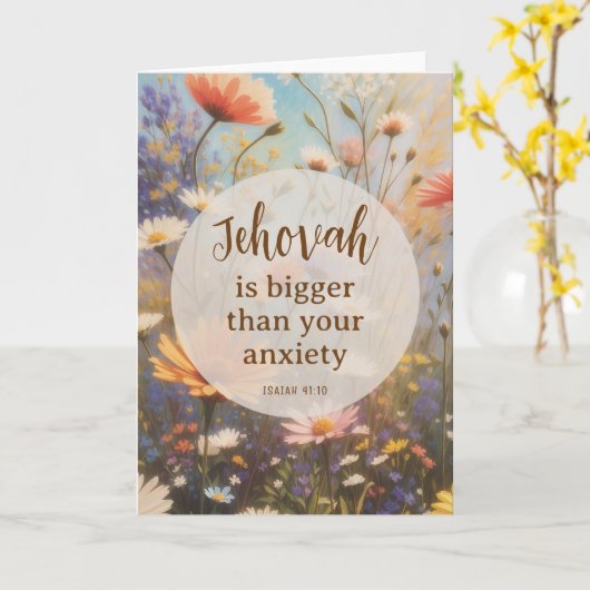 Jehovah is groter dan je angst | JW Kaart (Gele Bloem)