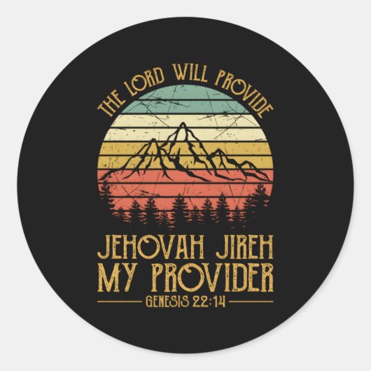 Jehovah Jireh Mijn provider is Christelijk Ronde Sticker (Voorkant)