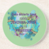 Jehovah Jireh Proveedor Green Paars Blue Zandsteen Onderzetter (Voorkant)