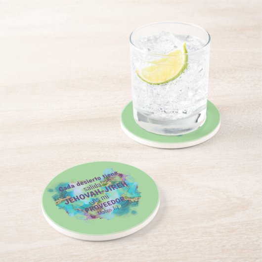 Jehovah Jireh Proveedor Green Paars Blue Zandsteen Onderzetter (Zijkant)