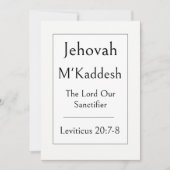 Jehovah M'Kaddesh, Naam van God, Bemoedigend Kaart (Voorkant)