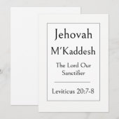 Jehovah M'Kaddesh, Naam van God, Bemoedigend Kaart (Voorkant / Achterkant)