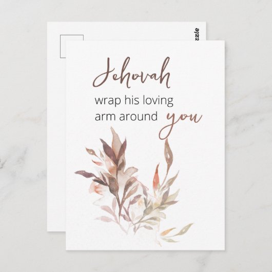 Jehovah pakt zijn liefhebbende arm om je heen briefkaart (Voorkant / Achterkant)