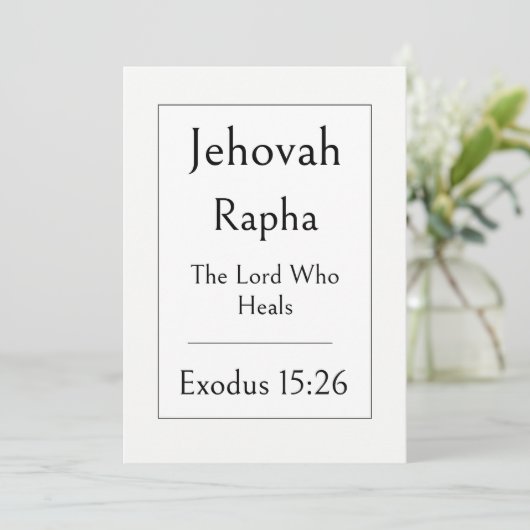 Jehovah Rapha, Naam van God, Bemoedigende Bijbel Kaart (Staand voorkant)