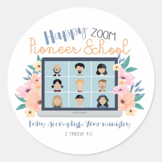Jehovah Witness Happy Zoom Pioneer School 2022 Ronde Sticker (Voorkant)