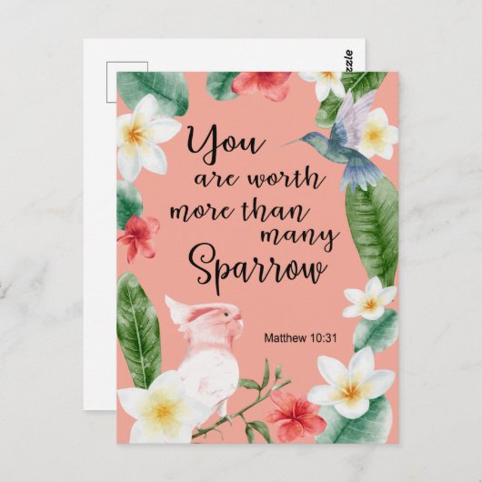 Jehovah Witness JW Stimulering Matthew 10:31 Briefkaart (Voorkant / Achterkant)