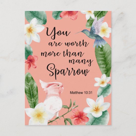 Jehovah Witness JW Stimulering Matthew 10:31 Briefkaart (Voorkant)